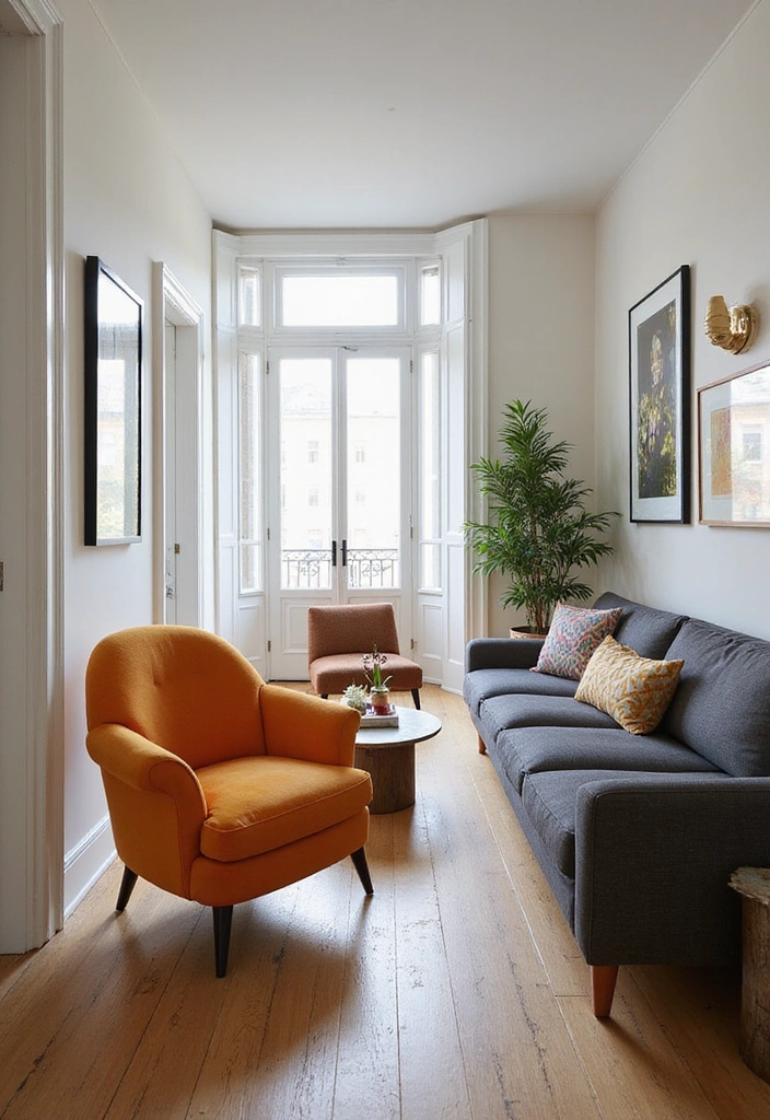 20 Amazing Narrow Living Room Ideas That'll Make You Rethink Your Space! - 14. Bold Accent Pieces