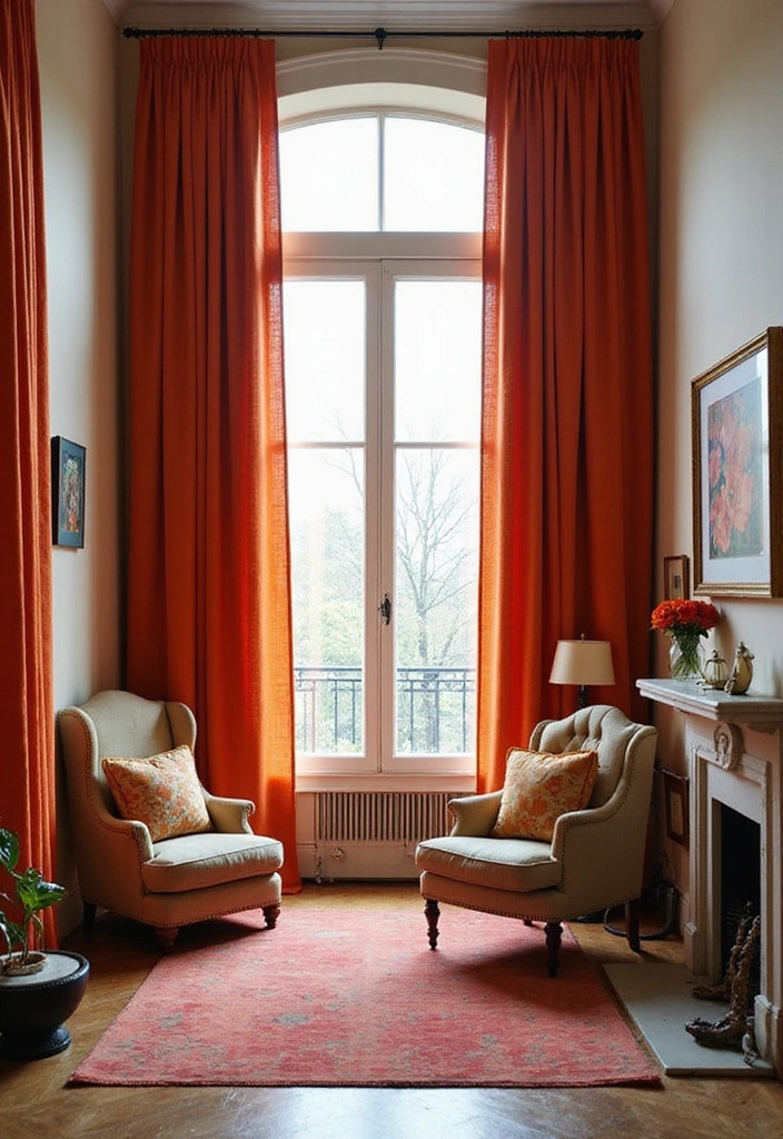20 Amazing Narrow Living Room Ideas That'll Make You Rethink Your Space! - 18. Bold Window Treatments