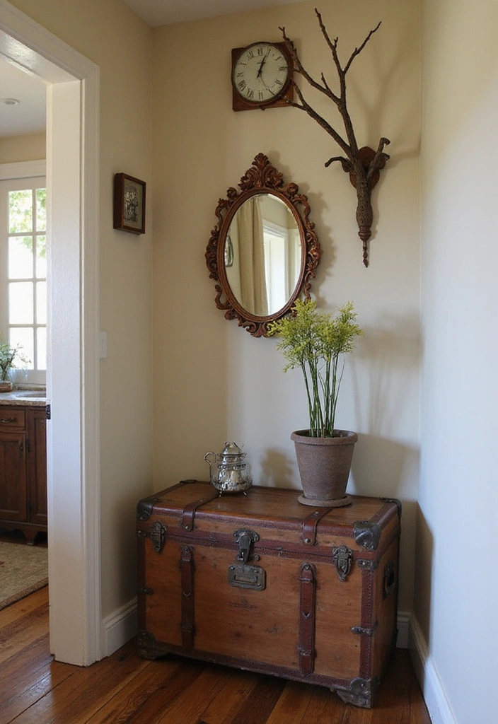 30 Genius Small Entrance Hall Ideas That'll Transform Your Entryway! - 11. Vintage Finds for Character