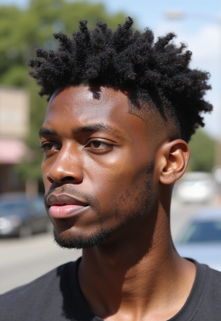 21 Cool Black Men Haircuts - 5. The Curly Top with Fade