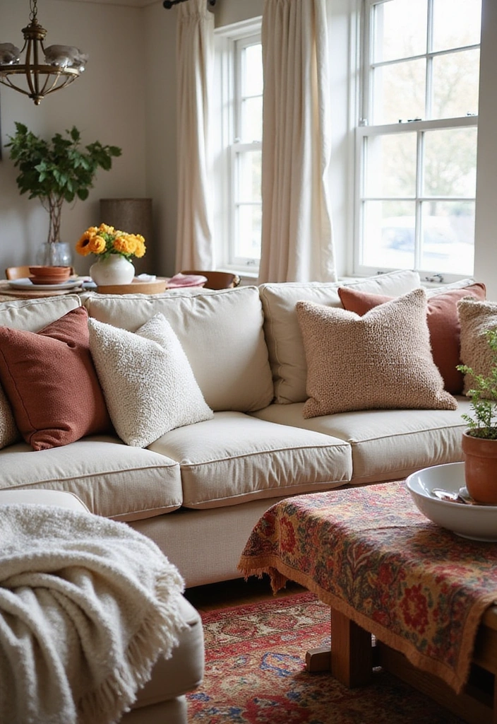 21 Kitchen Dining Living Room Ideas That Will Transform Your Home! - 18. Textured Fabrics and Soft Furnishings
