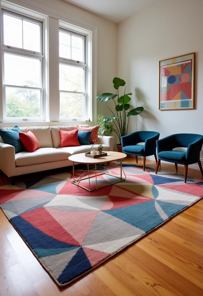 21 Living Room Ideas That'll Make You Want to Stay In Forever (Don't Miss #13!) - 3. Statement Rugs