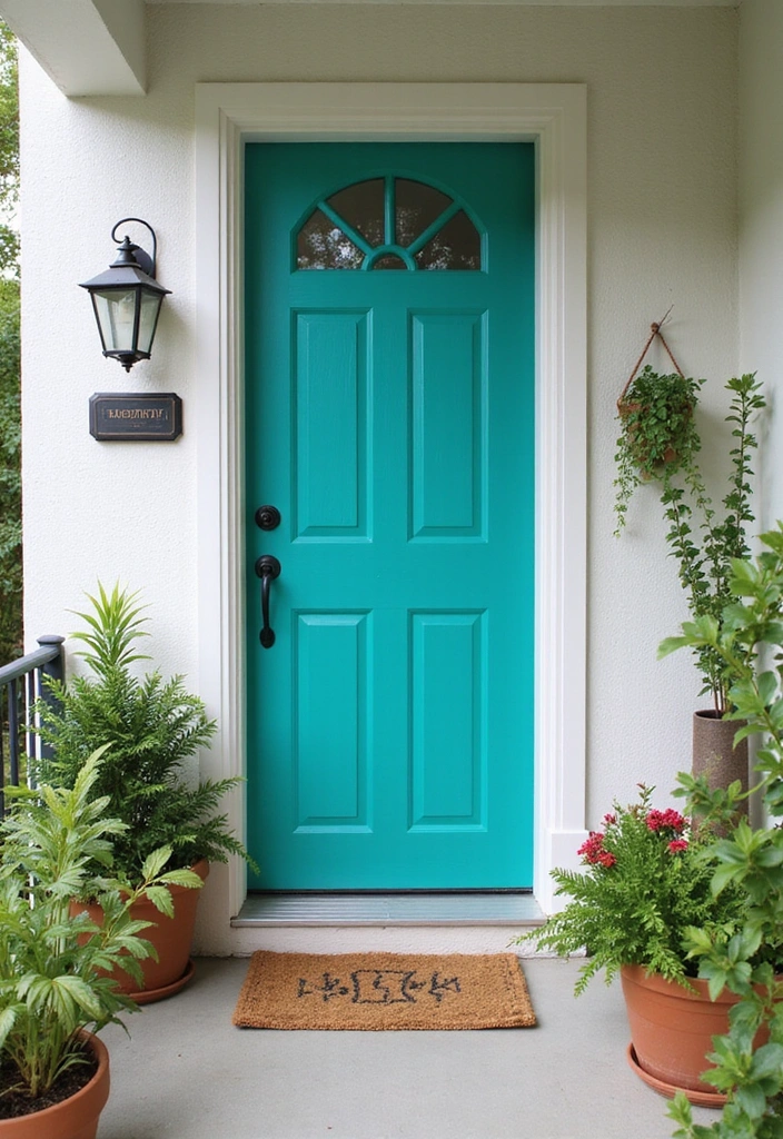 30 Genius Small Entrance Hall Ideas That'll Transform Your Entryway! - 20. A Pop of Color on the Door
