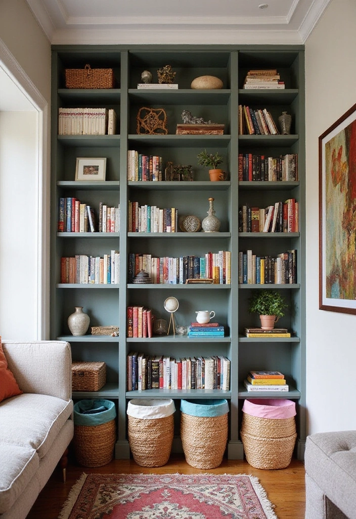 20 Amazing Narrow Living Room Ideas That'll Make You Rethink Your Space! - 8. Accessible Vertical Storage
