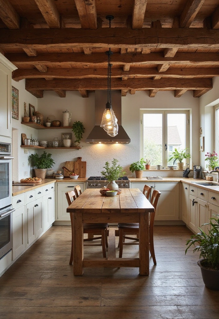 20 Best Lake House Kitchen Ideas That'll Make You Want to Move In! - 2. Rustic Wooden Beams