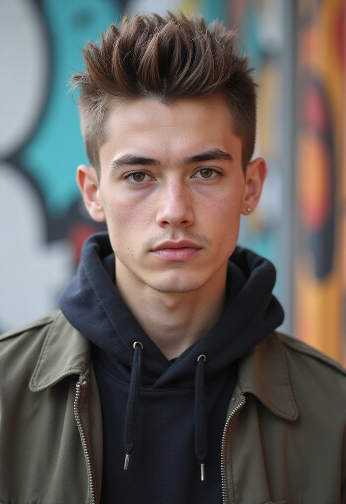 21 Stylish Middle Part Hairstyles for Men That'll Make You Stand Out! - 11. The Faux Hawk with Middle Part