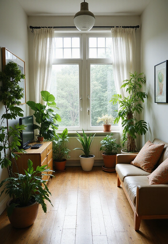 20 Amazing Narrow Living Room Ideas That'll Make You Rethink Your Space! - 9. Outdoor-Inspired Decor