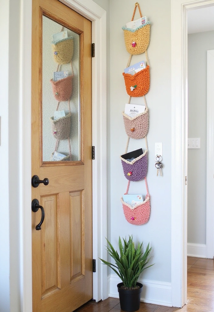 21 Best Crochet Room Decor Ideas - 13. Crochet Wall Pockets