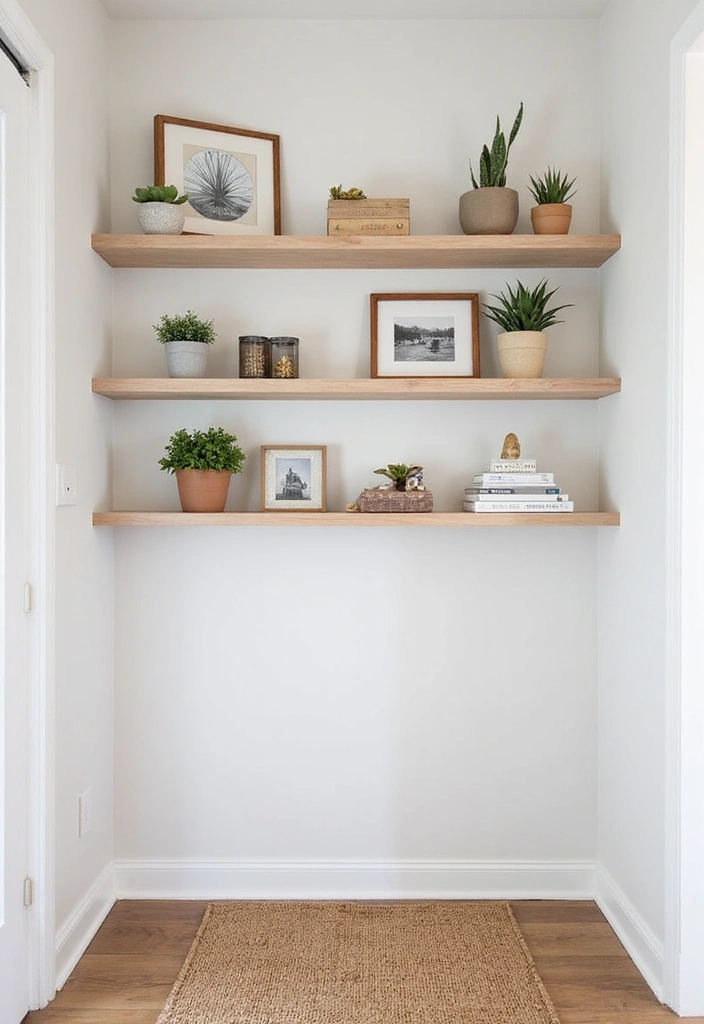 30 Genius Small Entrance Hall Ideas That'll Transform Your Entryway! - 1. Floating Shelves for a Minimalist Look