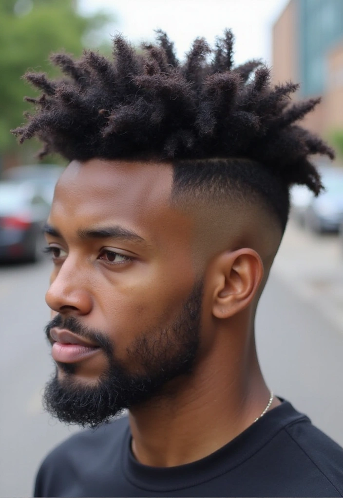 21 Cool Black Men Haircuts - 20. The Messy Top with Fade