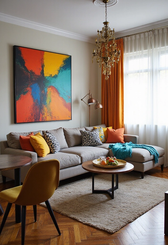 21 Stunning Living Dining Room Combo Ideas That Will Transform Your Space! - 21. Colorful Contrast