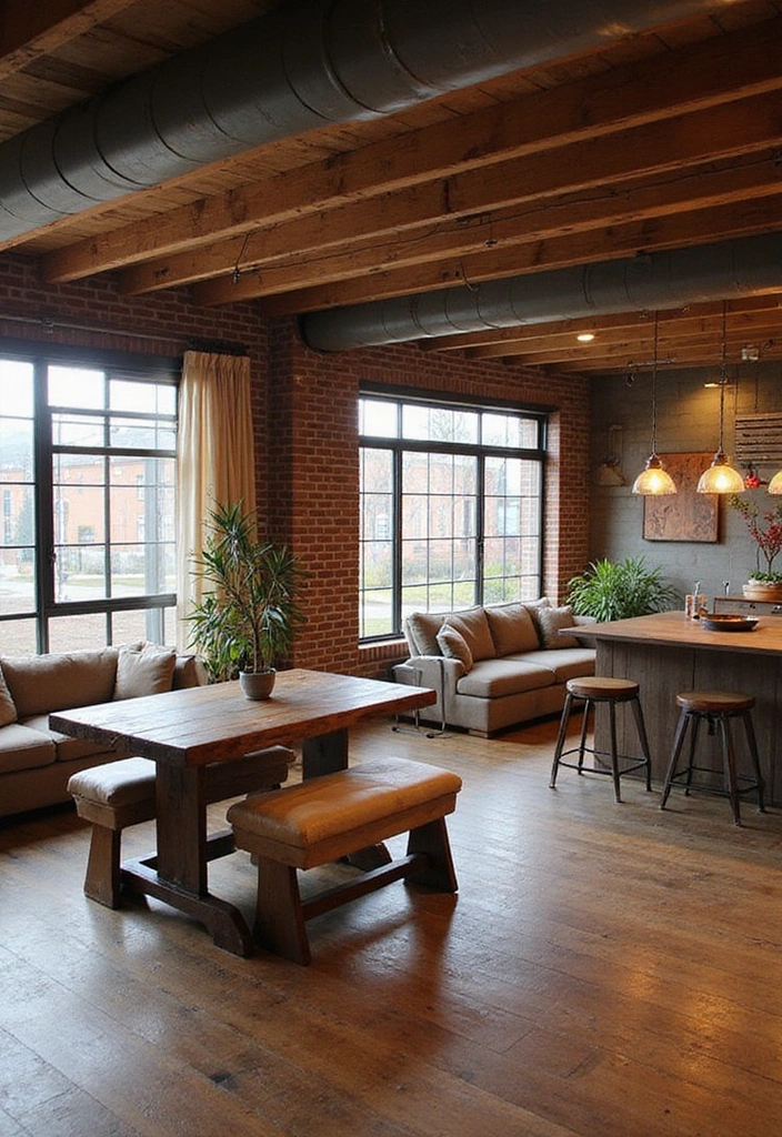 21 Stunning Living Dining Room Combo Ideas That Will Transform Your Space! - 16. Warm Industrial
