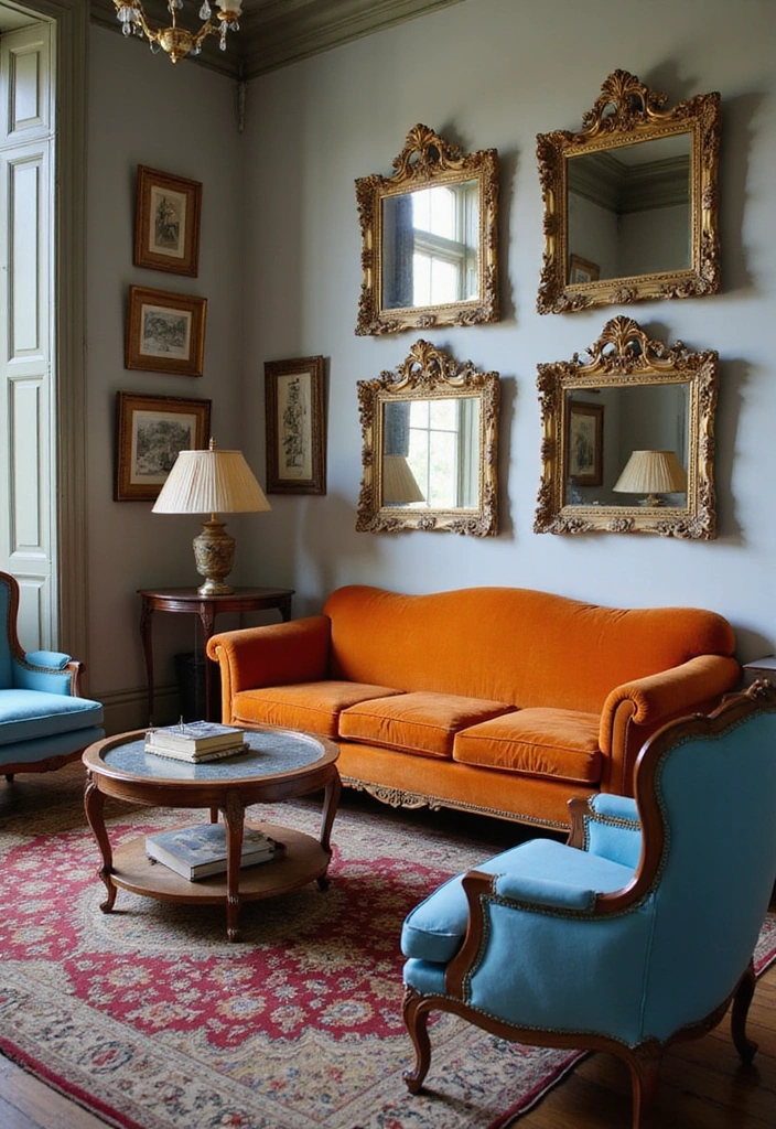 21 Blue and Orange Living Room Ideas - 18. Timeless Classic