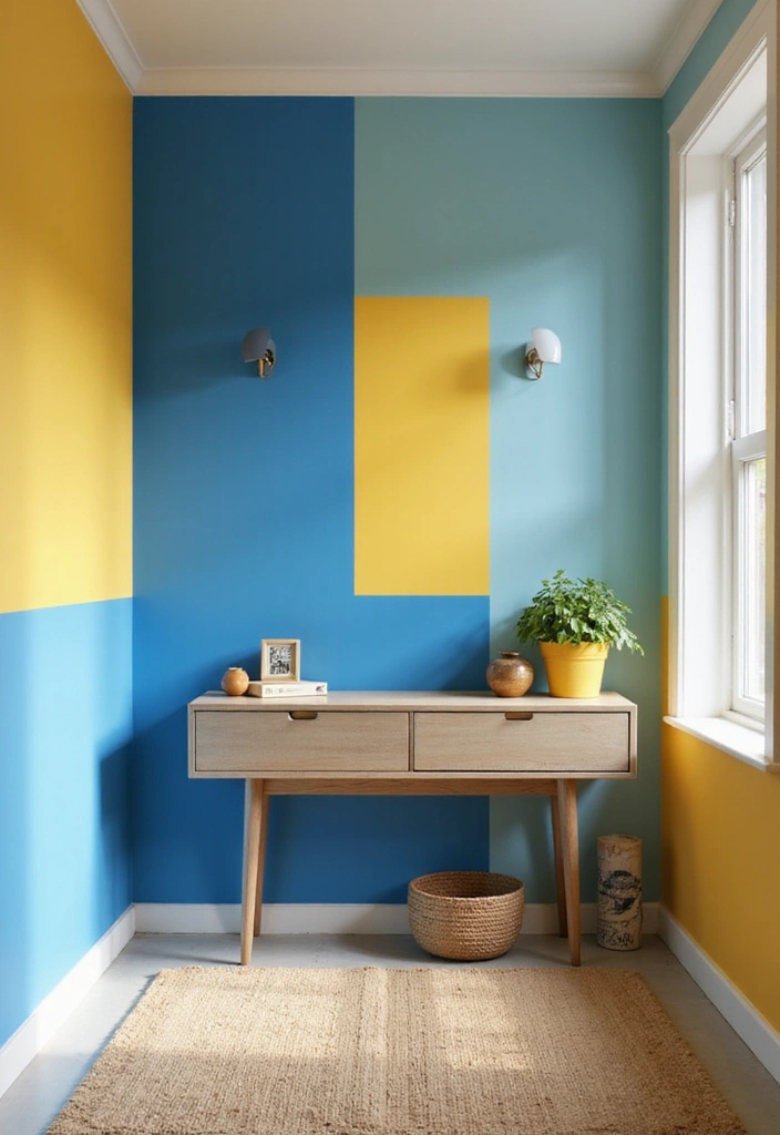 30 Genius Small Entrance Hall Ideas That'll Transform Your Entryway! - 13. Use of Color Blocking