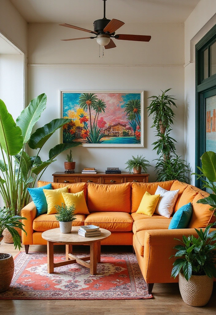 21 Awesome Terrace House Living Room Ideas You Won't Believe Exist! - 9. Vibrant Tropical Vibes
