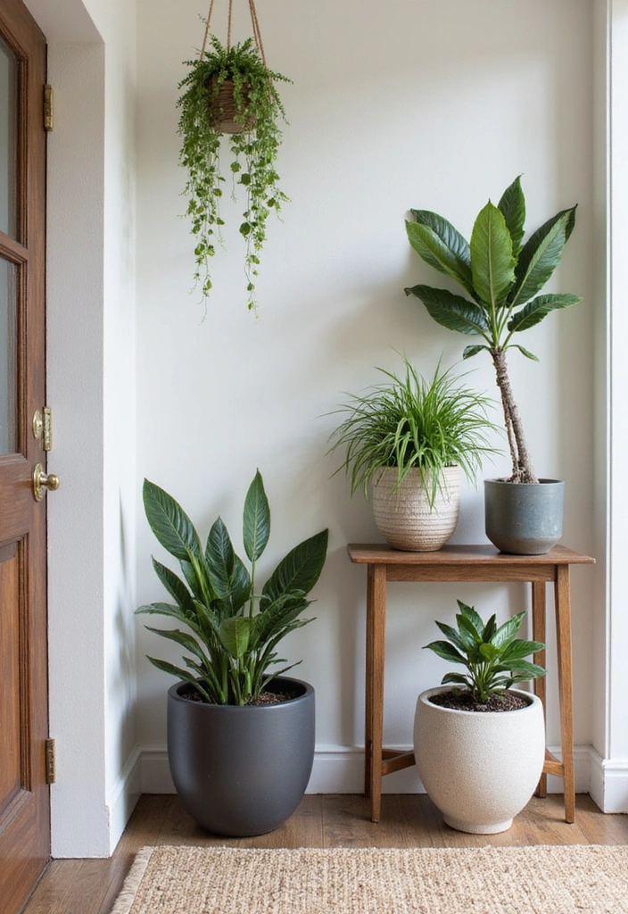 30 Genius Small Entrance Hall Ideas That'll Transform Your Entryway! - 9. Indoor Plants for a Fresh Touch