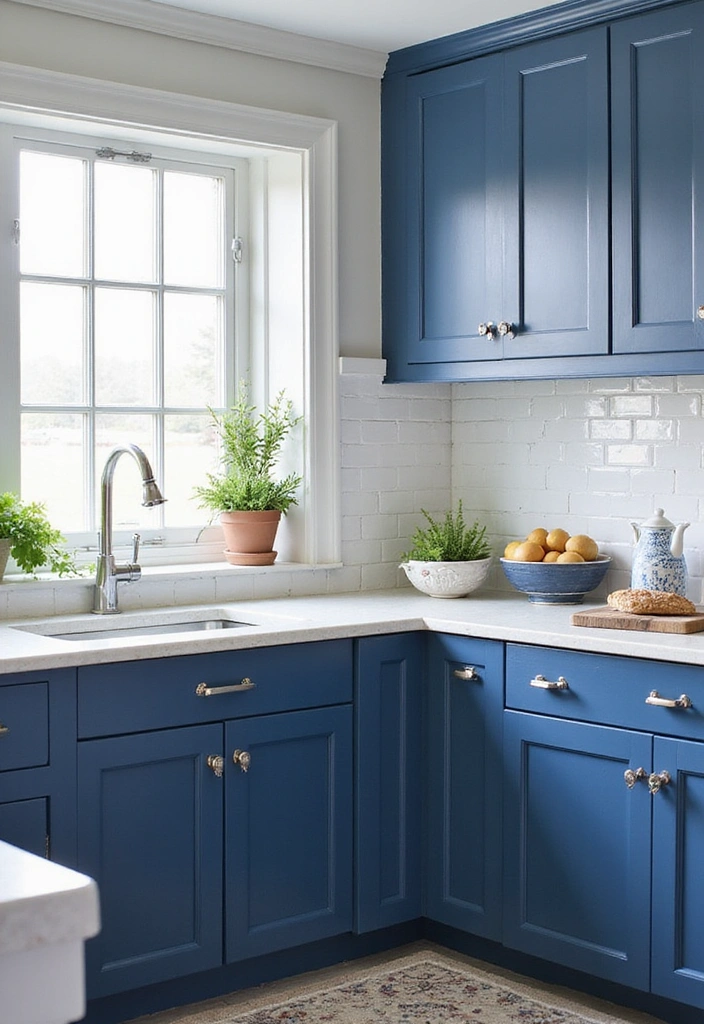 20 Best Lake House Kitchen Ideas That'll Make You Want to Move In! - 1. Nautical Blue and White Palette