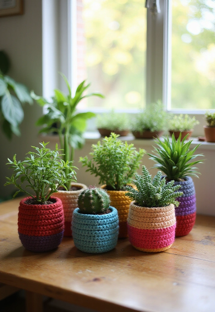 21 Best Crochet Room Decor Ideas - 3. Adorable Crochet Plant Pots