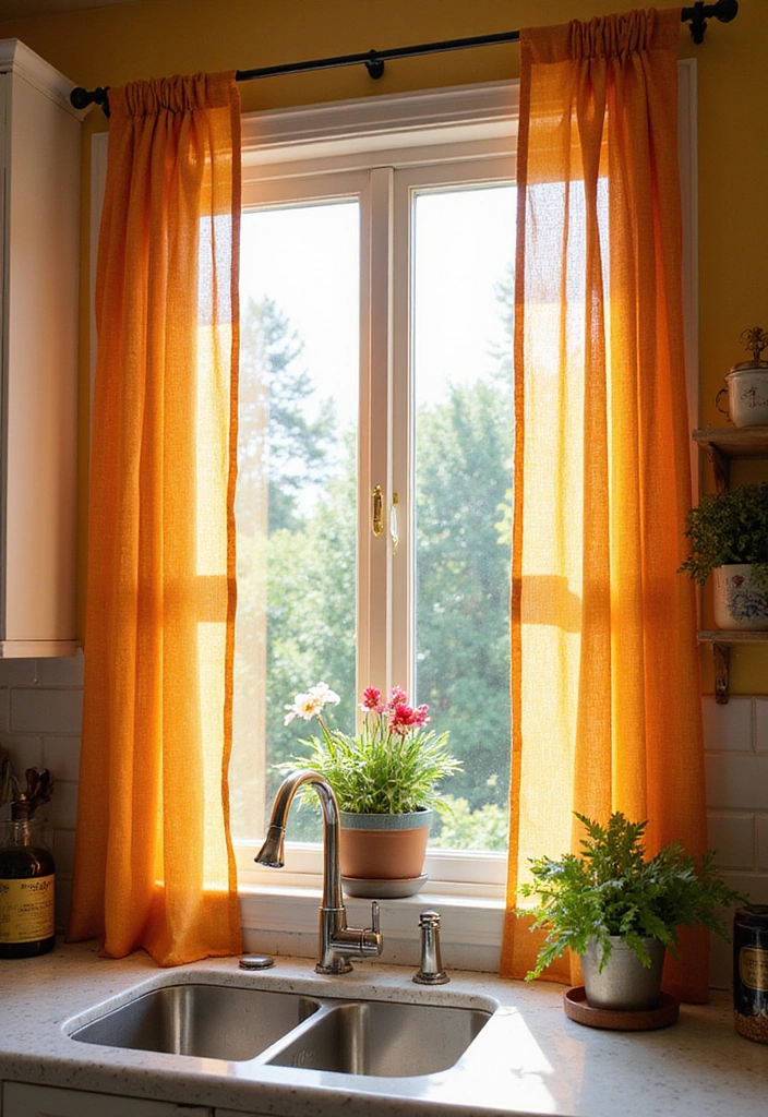20 Best Lake House Kitchen Ideas That'll Make You Want to Move In! - 8. Bright and Cheerful Window Treatments