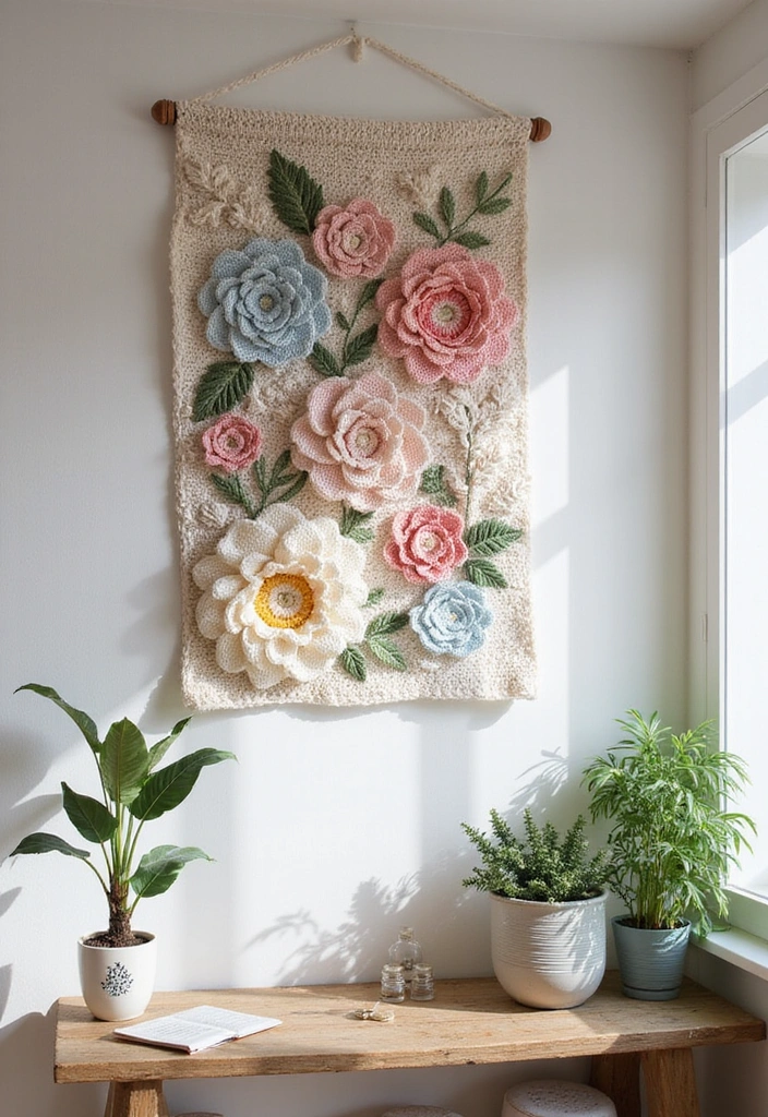 21 Best Crochet Room Decor Ideas - 1. Whimsical Crochet Wall Hanging