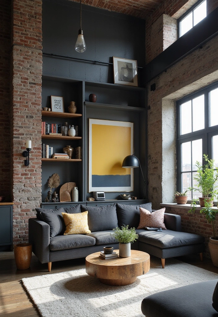 23 Dark Gray Sofa Living Room Ideas That’ll Transform Your Space (You Won't Believe #11!) - 17. Urban Loft Style