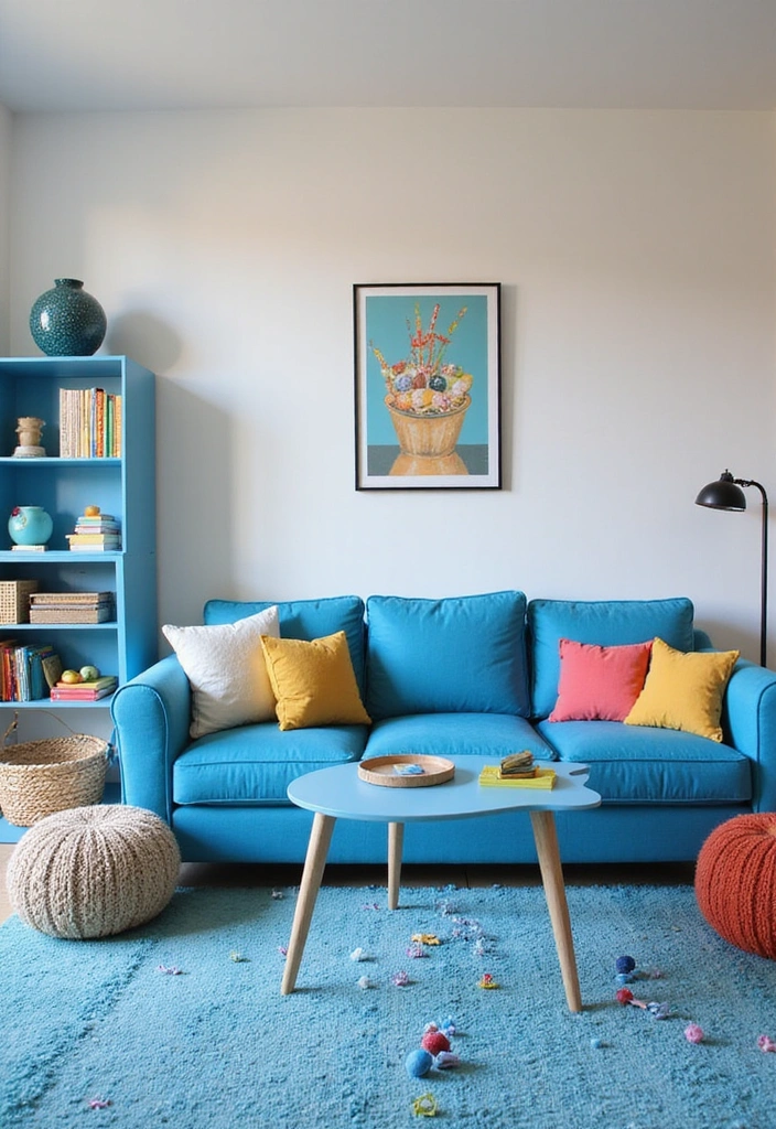 21 Chic Blue Living Room Ideas That'll Make You Want to Redecorate! - 18. Playful Kids' Blue Space