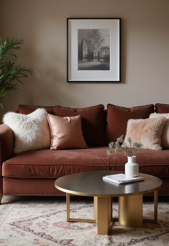 21 Dark Living Room Ideas That'll Make You Want to Curl Up with a Book! - 19. Luxe Textiles