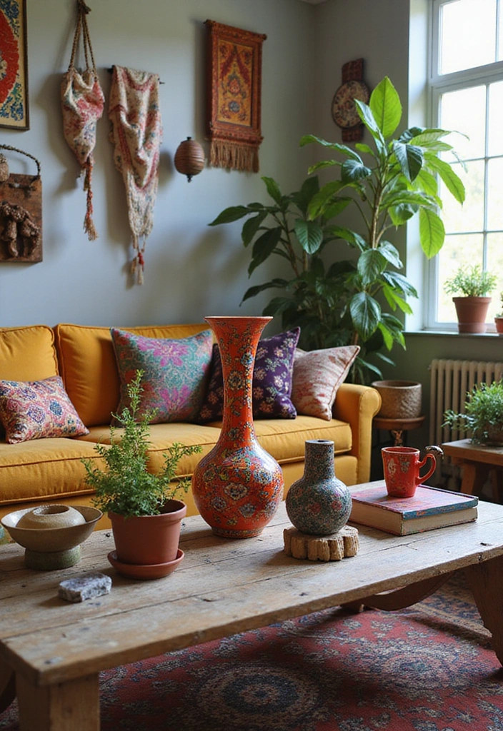 21 Bohemian Living Room Ideas That'll Transform Your Space into a Cozy Oasis! - 11. Bohemian Accents