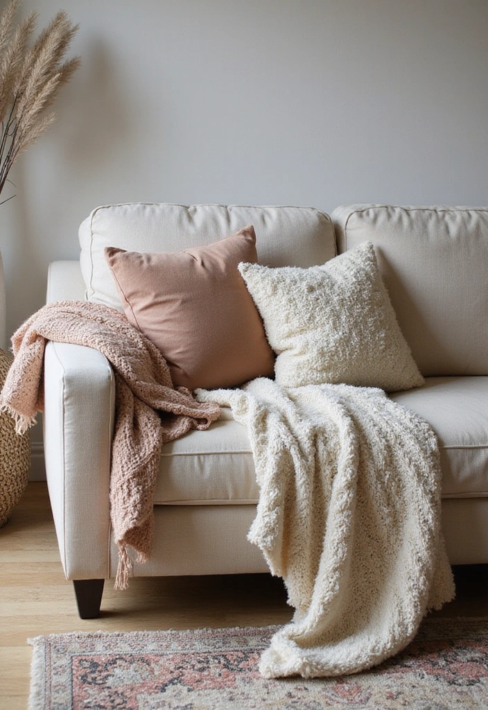 21 French Cottage Living Room Ideas That'll Make You Swoon! - 4. Cozy Textiles Galore