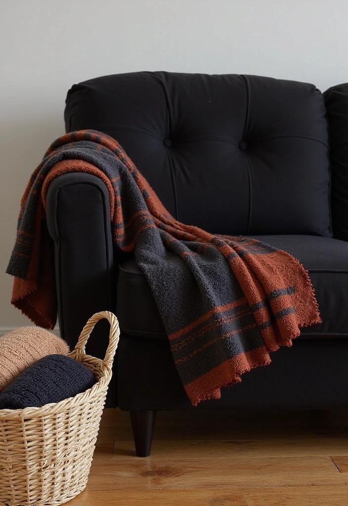 21 Black And Rust Living Room Ideas That Will Transform Your Space! - 14. Black and Rust Throw Blankets