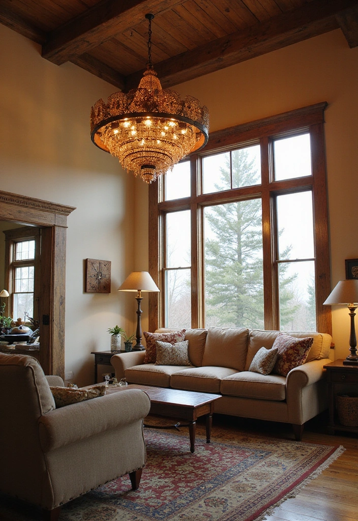 21 Farmhouse Style Living Room Ideas That Will Transform Your Space! - 5. Statement Lighting Fixtures