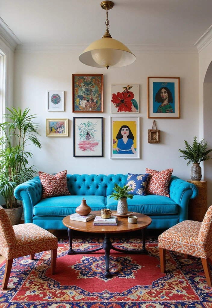 21 Chic Blue Living Room Ideas That'll Make You Want to Redecorate! - 5. Modern Eclectic Vibes