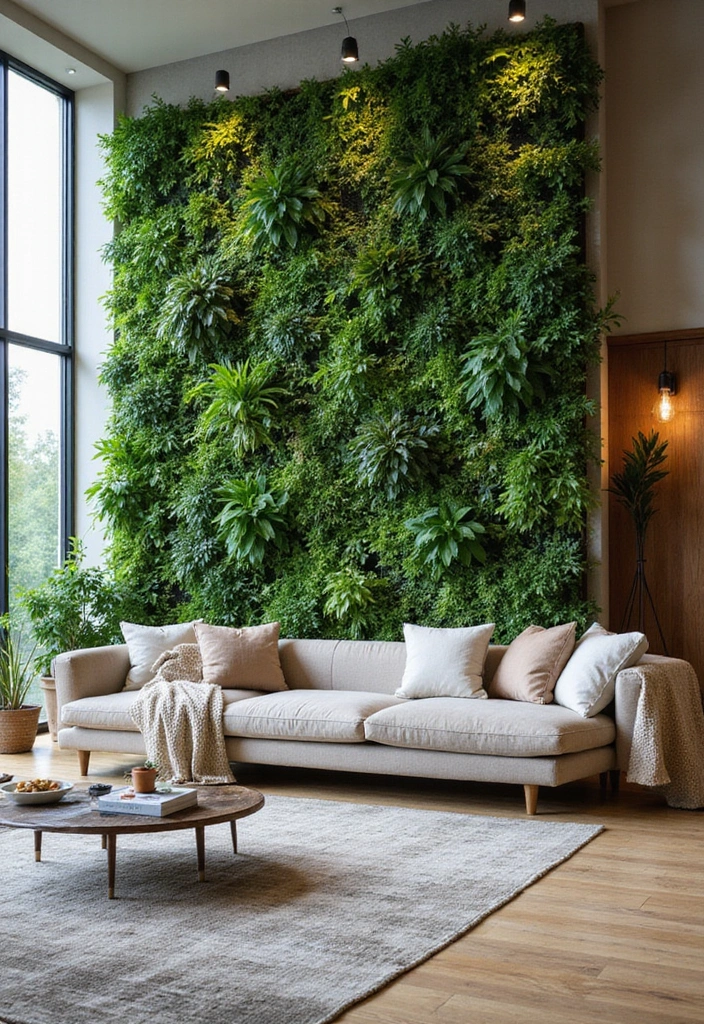 21 Green Living Room Ideas That'll Transform Your Space into a Sustainable Oasis! - 8. Green Wall Installations