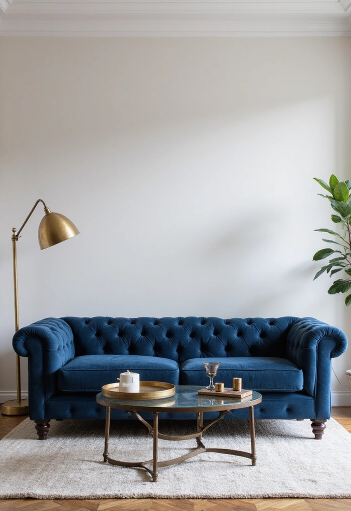 21 Chic Blue Living Room Ideas That'll Make You Want to Redecorate! - 19. Timeless Navy Elegance