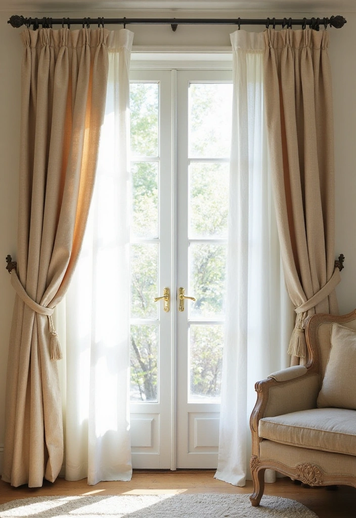 21 French Cottage Living Room Ideas That'll Make You Swoon! - 18. Window Treatments