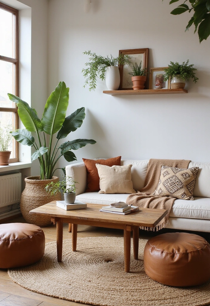 21 Bohemian Living Room Ideas That'll Transform Your Space into a Cozy Oasis! - 10. Natural Materials