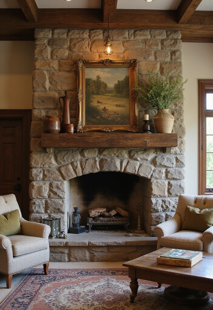 21 French Cottage Living Room Ideas That'll Make You Swoon! - 5. Charming Fireplaces