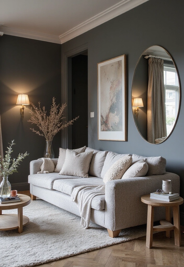 21 Dark Living Room Ideas That'll Make You Want to Curl Up with a Book! - 16. Softened Shadows