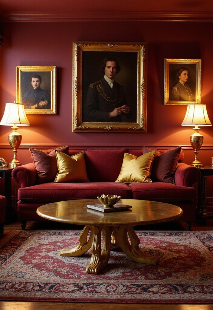 21 Stunning Two Colour Combinations for Your Living Room That'll Leave You Breathless! - 8. Burgundy and Gold