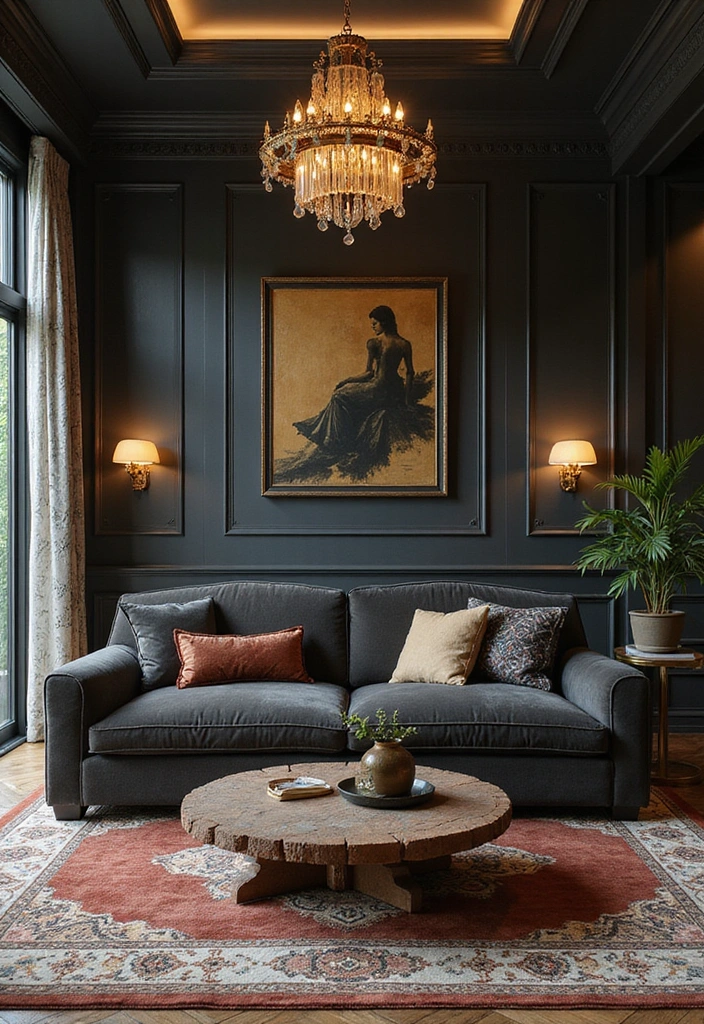 23 Dark Gray Sofa Living Room Ideas That’ll Transform Your Space (You Won't Believe #11!) - 13. Art Deco Elegance