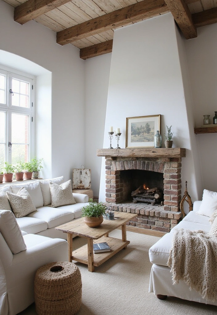 21 Stunning White Living Room Ideas That Will Leave You Breathless! - 7. Rustic White Charm