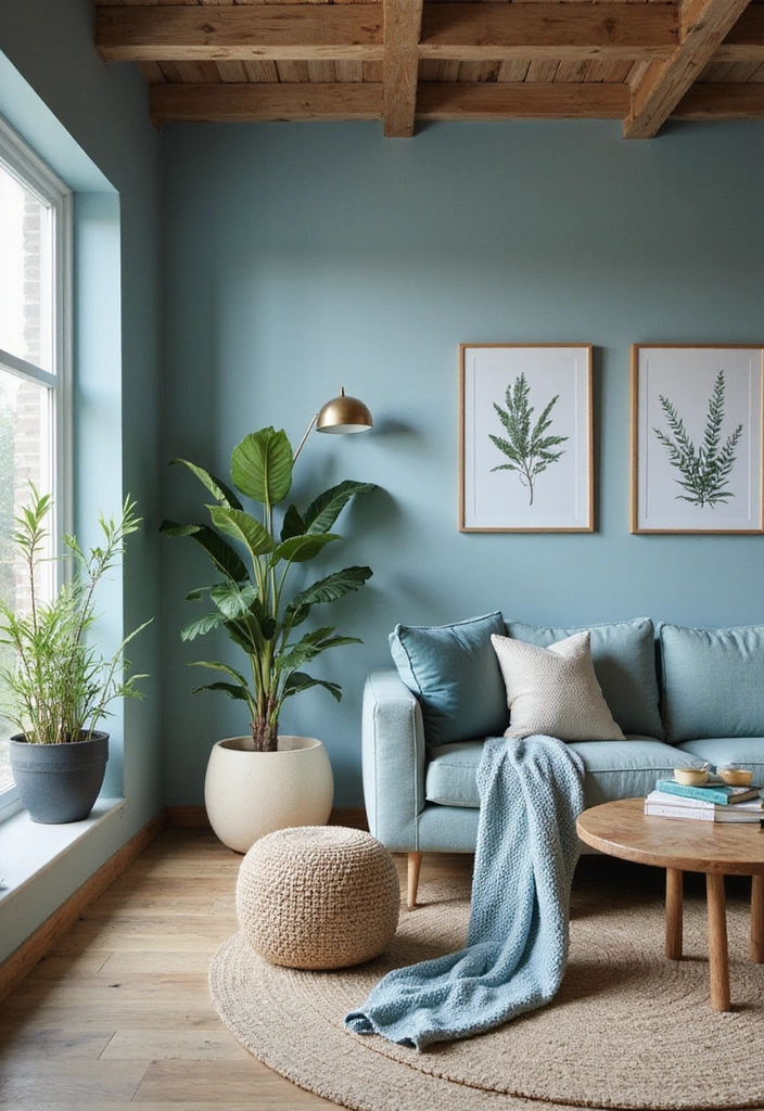 21 Chic Blue Living Room Ideas That'll Make You Want to Redecorate! - 14. Nature-Inspired Blue