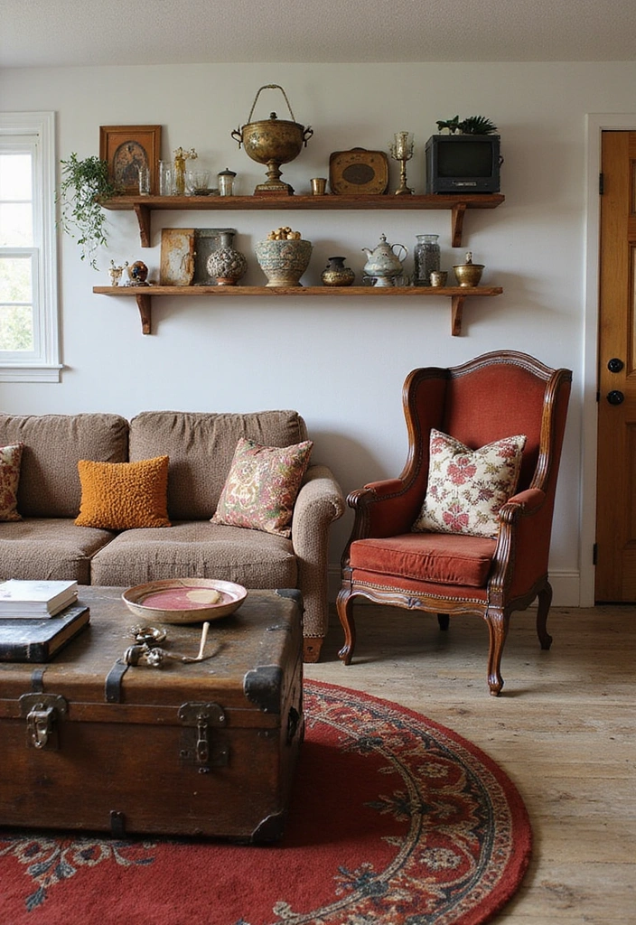21 Moody Boho Living Room Ideas That'll Transform Your Space Into a Cozy Oasis! - 11. Vintage Finds
