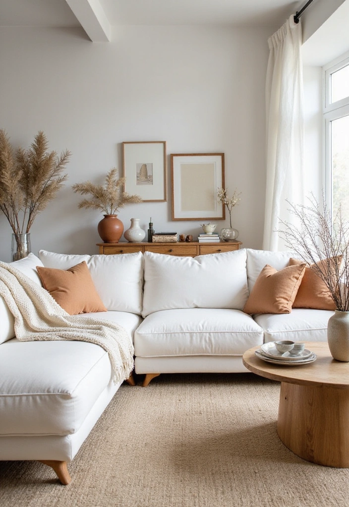 21 Stunning White Living Room Ideas That Will Leave You Breathless! - 18. White and Earthy Tones