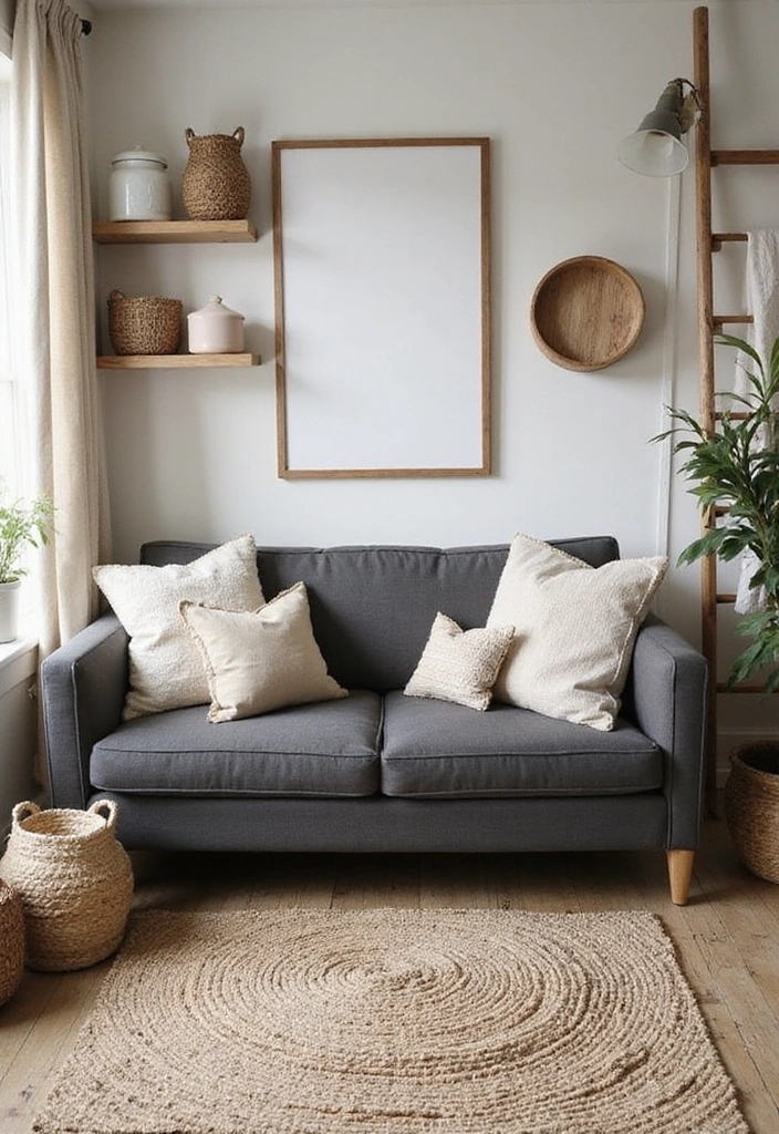 23 Dark Gray Sofa Living Room Ideas That’ll Transform Your Space (You Won't Believe #11!) - 8. Farmhouse Charm