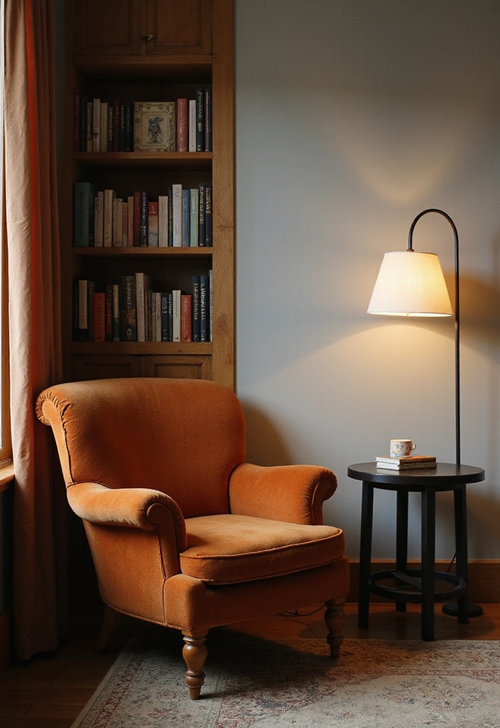21 Black And Rust Living Room Ideas That Will Transform Your Space! - 20. Cozy Reading Nook
