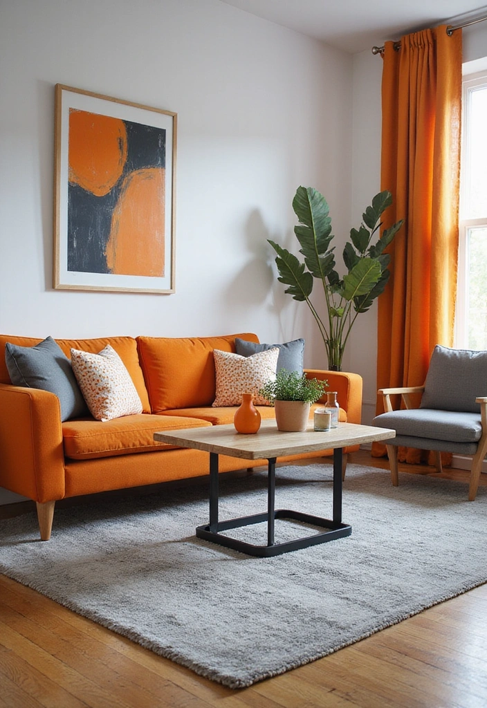 21 Stunning Two Colour Combinations for Your Living Room That'll Leave You Breathless! - 11. Orange and Grey