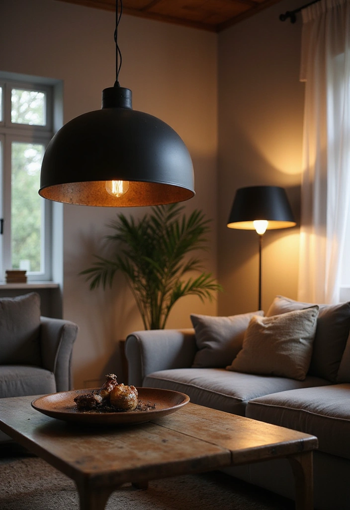 21 Black And Rust Living Room Ideas That Will Transform Your Space! - 6. Rustic Black Lighting Fixtures