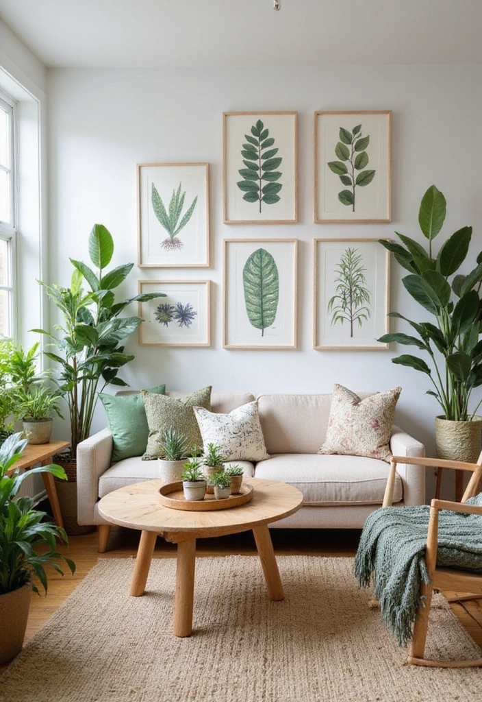 21 Moody Boho Living Room Ideas That'll Transform Your Space Into a Cozy Oasis! - 17. Nature-Inspired Decor