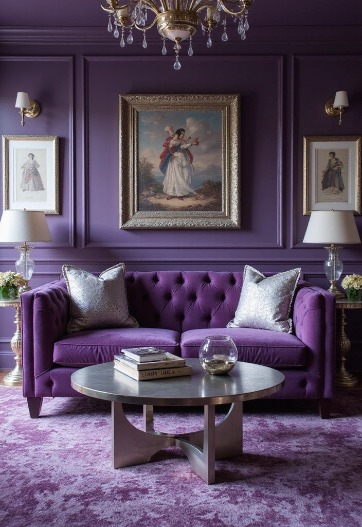 21 Stunning Two Colour Combinations for Your Living Room That'll Leave You Breathless! - 10. Purple and Silver